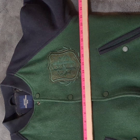 Superdry Upstate Bomber Jacket Dark Pine Green / Navy Wool Blend size M - Picture 8 of 11